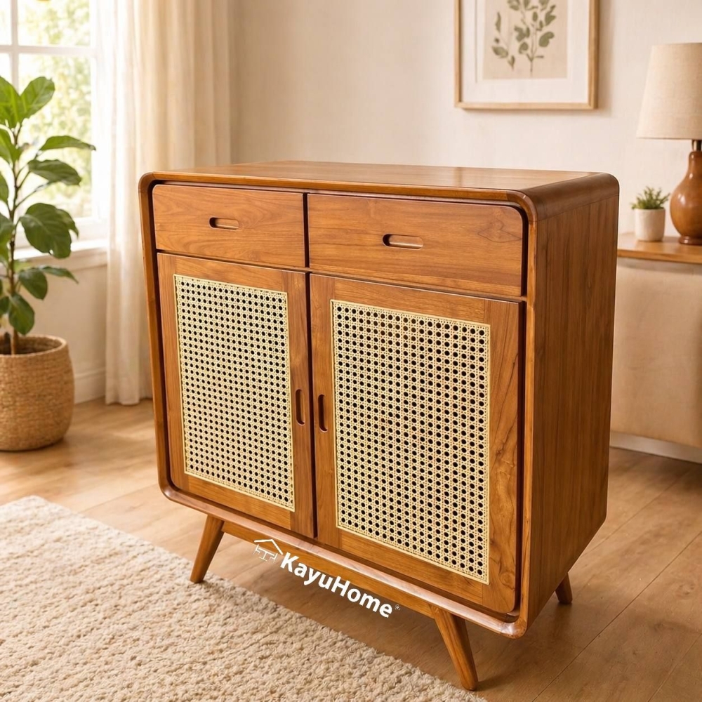 Mid-Century Solid Teak Wood Storage Cabinet — official KayuHome catalogue image