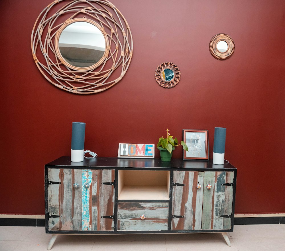 Wood cabinet showing its natural timber grain